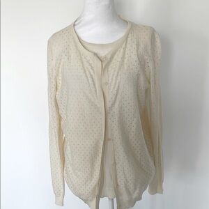 NWT Akris Punto Cream Cardigan and Tank  Set Size 12